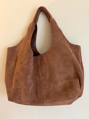 Suede Tote Bag in Brown